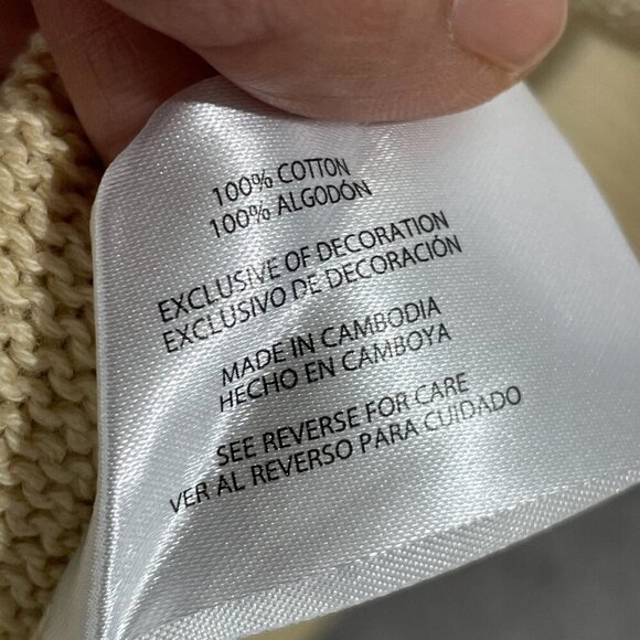 NEW Gap Womens L Beige Cotton Long-Sleeve Sweater With Ribbed Hem & Side… - Picture 5 of 7